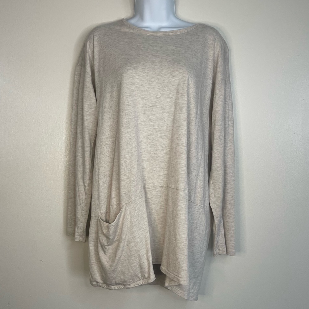 Purejill Classy Casual Cream Long Sleeve Tunic